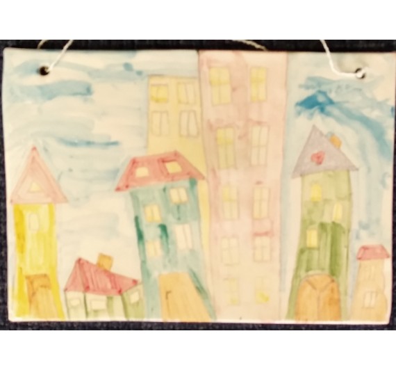 Okrasna slika narisana na glino